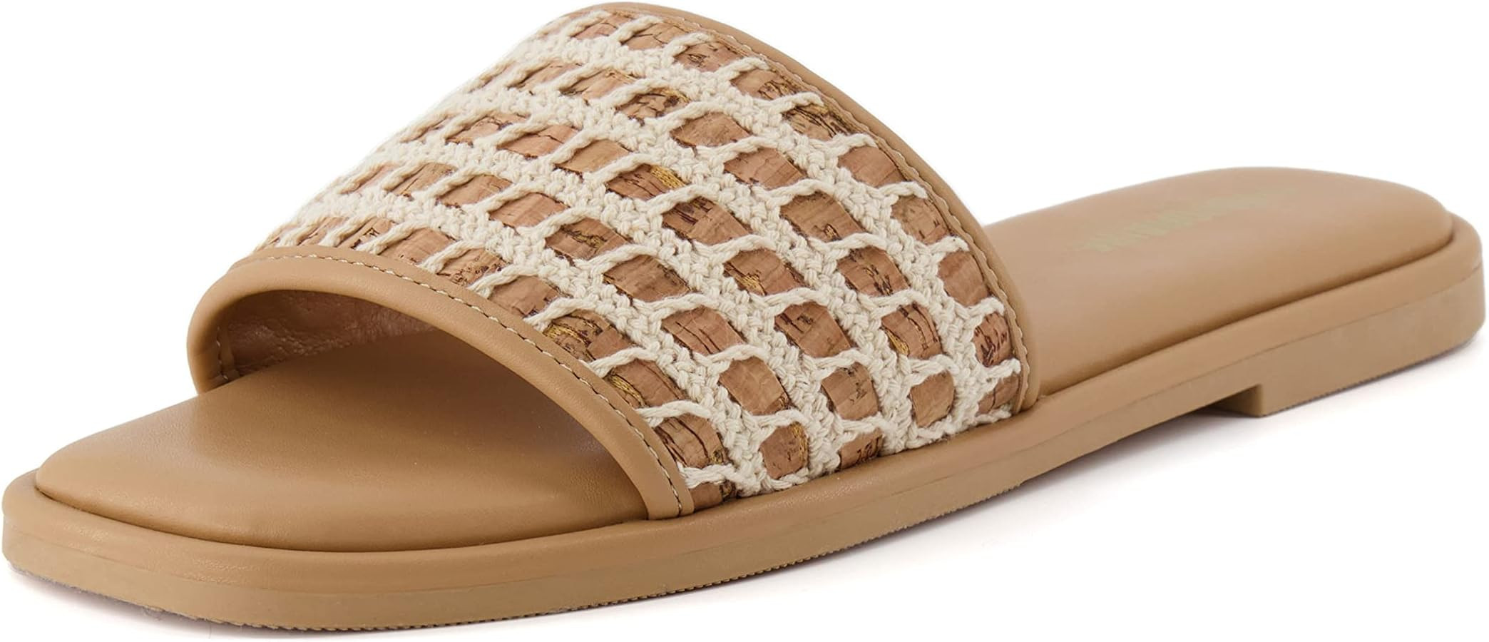 CUSHIONAIRE Women's Taffy crochet cork slide sandal +Memory Foam, Wide Widths Available | Amazon (US)