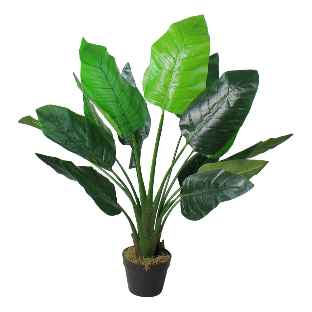 Northlight 42 in. Artificial Green Bird of Paradise Plant with Black Pot | The Home Depot