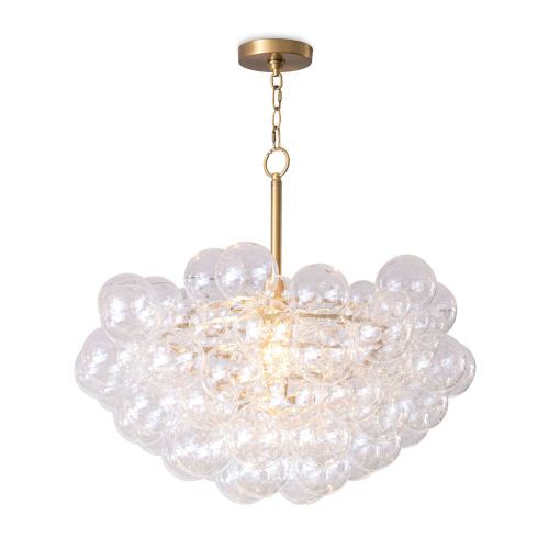 Bubbles Clear and Natural Brass One-Light Chandelier | Bellacor