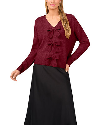 Women's Bow Detail V-Neck Sweater | Macy's