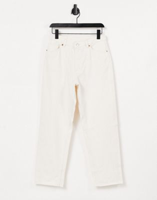 Monki Kyo organic cotton barrel leg jeans in off white | ASOS (Global)