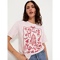 Christmas Pink Tis The Season EmbroideredT-Shirt | George at ASDA