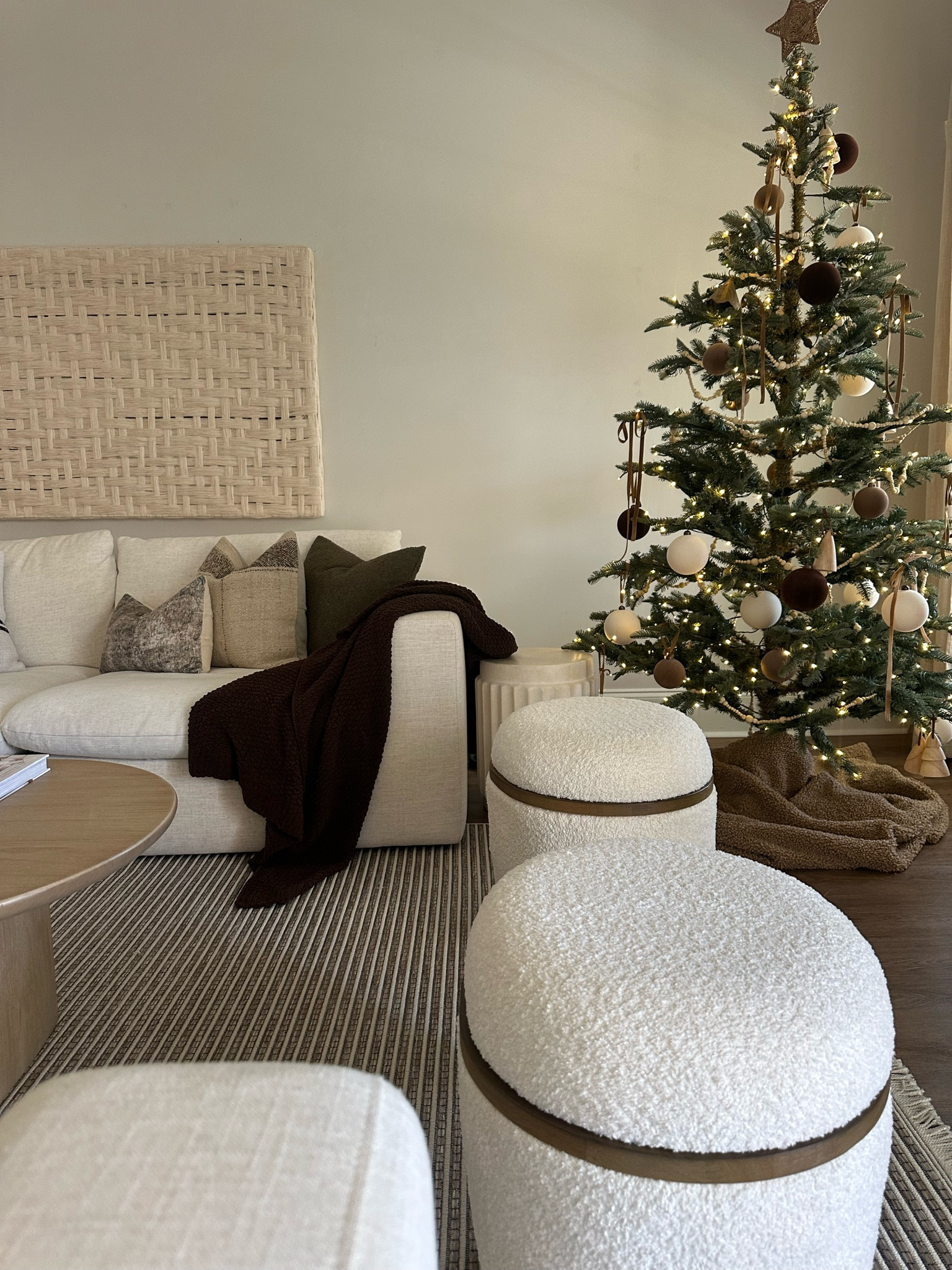 Throw blankets
Blankets
Tree
Christmas tree
Ottomans
Rug
Living room decor
Wall art 

#LTKhome #LTKHoliday #LTKSeasonal