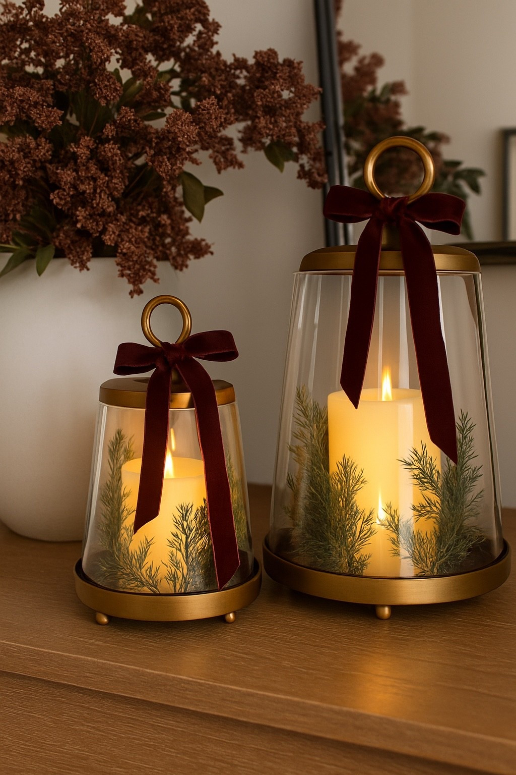 These hurricanes are perfect year round or to dress up for the holidays with velvet ribbon and pine branches or cones 🎄
 Get the whole look from Amazon below! 👇🏼



Christmas centerpiece. Christmas decor. Christmas mantle. Christmas decorations. Holiday mantle. Holiday centerpiece. Studio McGee. Amazon Christmas. 

#LTKSeasonal #LTKHome #LTKHoliday