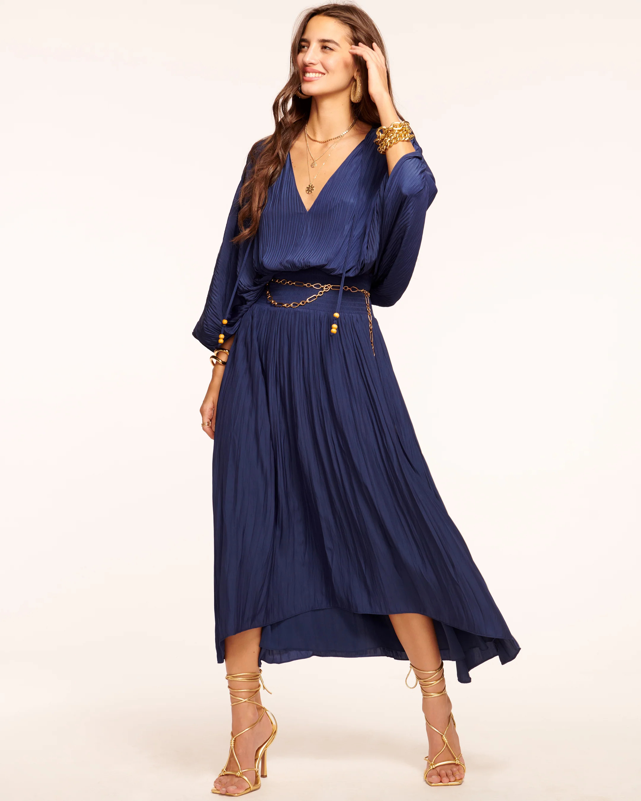 Harmonie V-Neck Midi Dress | Ramy Brook