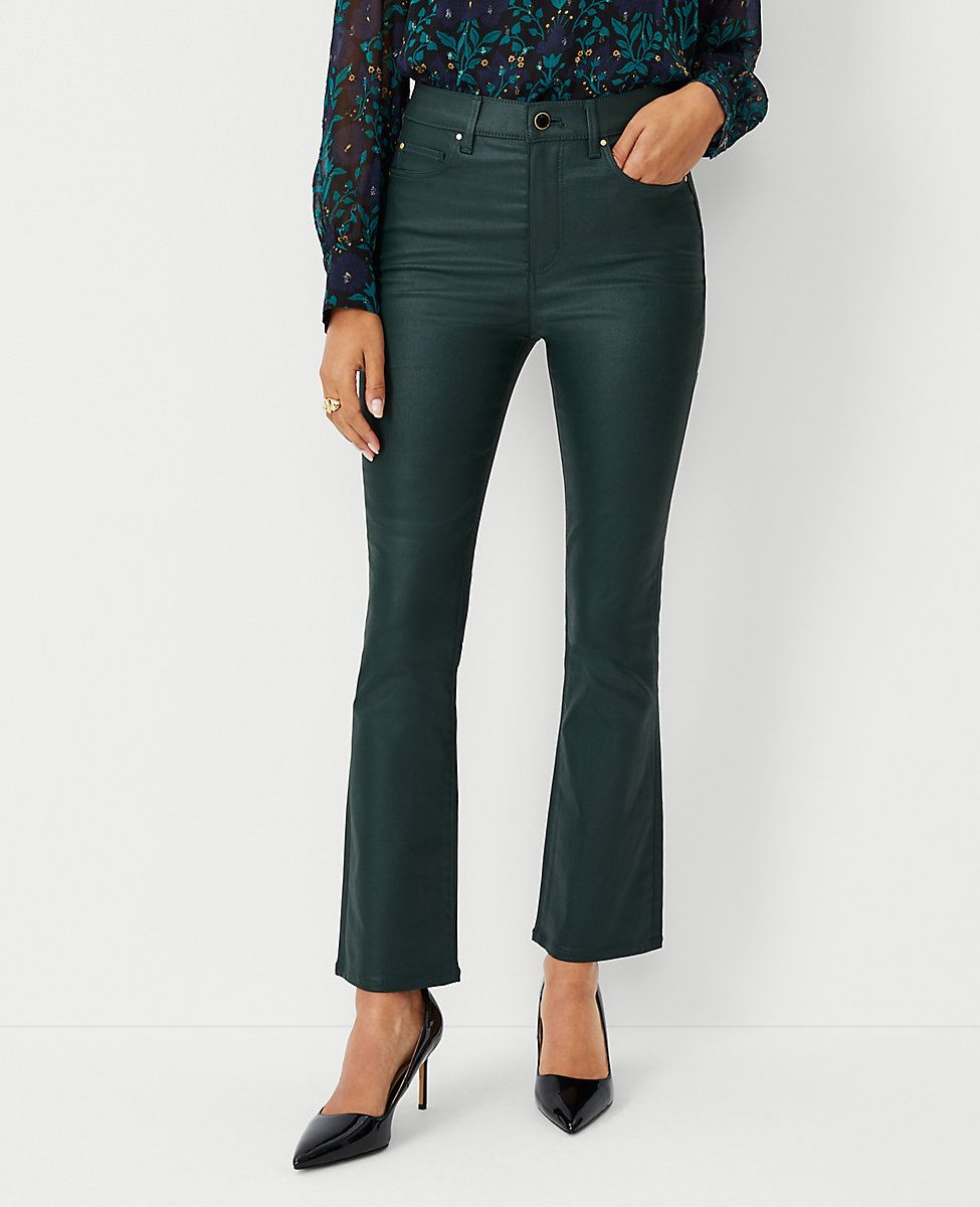 Coated High Rise Boot Crop Jeans in Green | Ann Taylor (US)