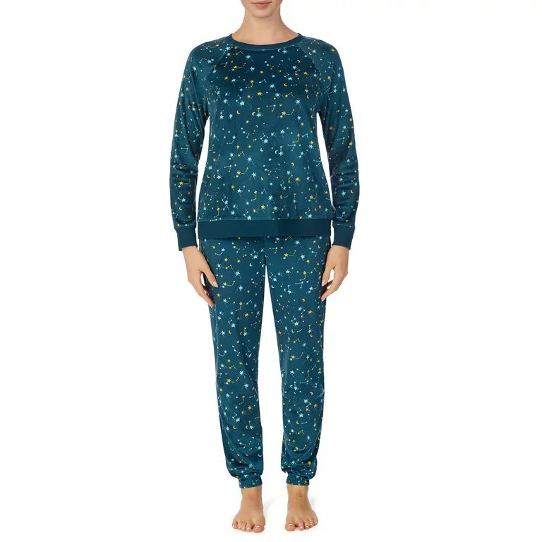 Secret Treasures Women's and Women's Plus 2-piece Stretch Knit Velour Top and Jogger Pajama Set | Walmart (US)