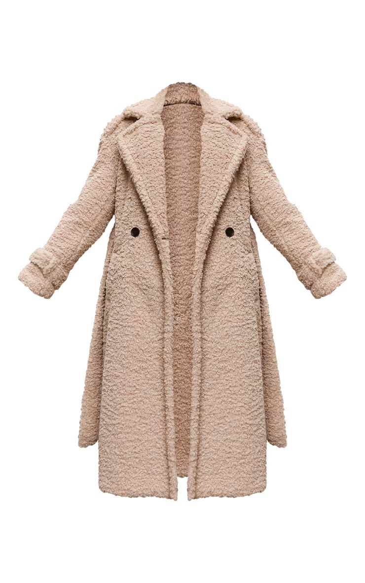 Beige Borg Belted Trench Coat | Pretty Little Thing (Australia & New Zealand)