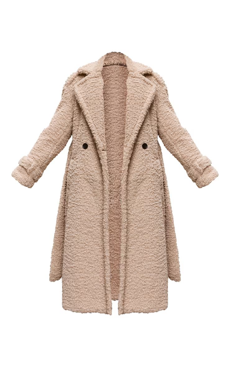 Beige Borg Belted Trench Coat | Pretty Little Thing (Australia & New Zealand)