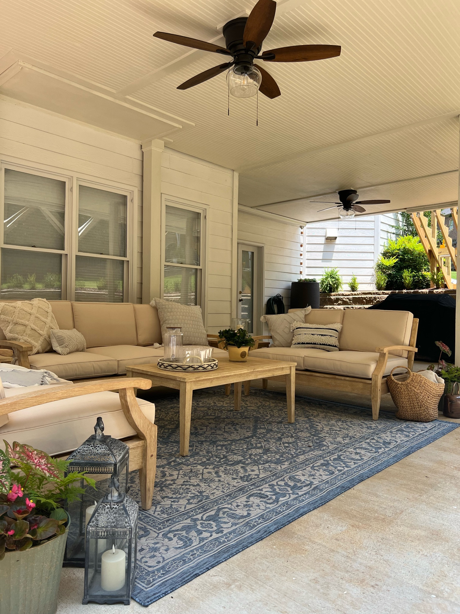 Patio furniture and decor, classic style creams and blues  

#LTKhome #LTKSeasonal #LTKsalealert