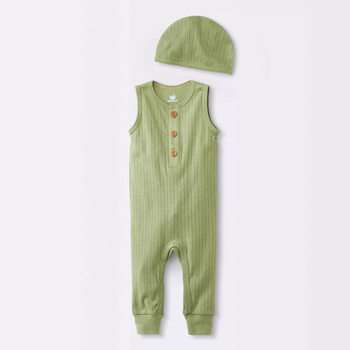 Baby Boys' Pointelle Romper with Hat - Cloud Island™ Green | Target