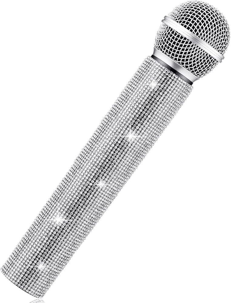 Sanwuta Fake Microphone Prop Halloween Microphone Sparkly Bling Rhinestones Plastic Play Micropho... | Amazon (US)