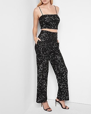 High Waisted Sequin Trouser | Express