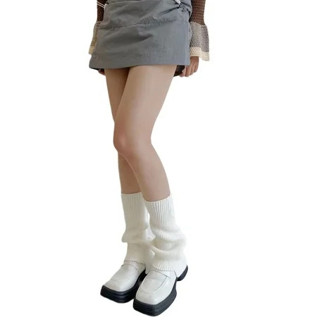 Binpure Knit Leg Warmers Solid Color Below Knee Leg Warmers Mid Tube Ribbed Socks for Women and Girl | Walmart (US)