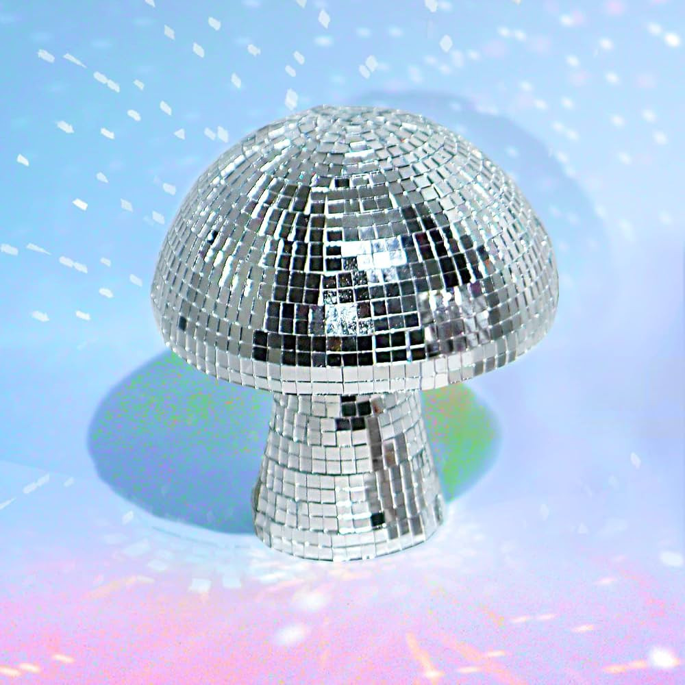 FunisFun Mushroom Disco Ball - Silver Mirror Glitter Disco Ball Lights for Party, Room, Table Dec... | Amazon (US)