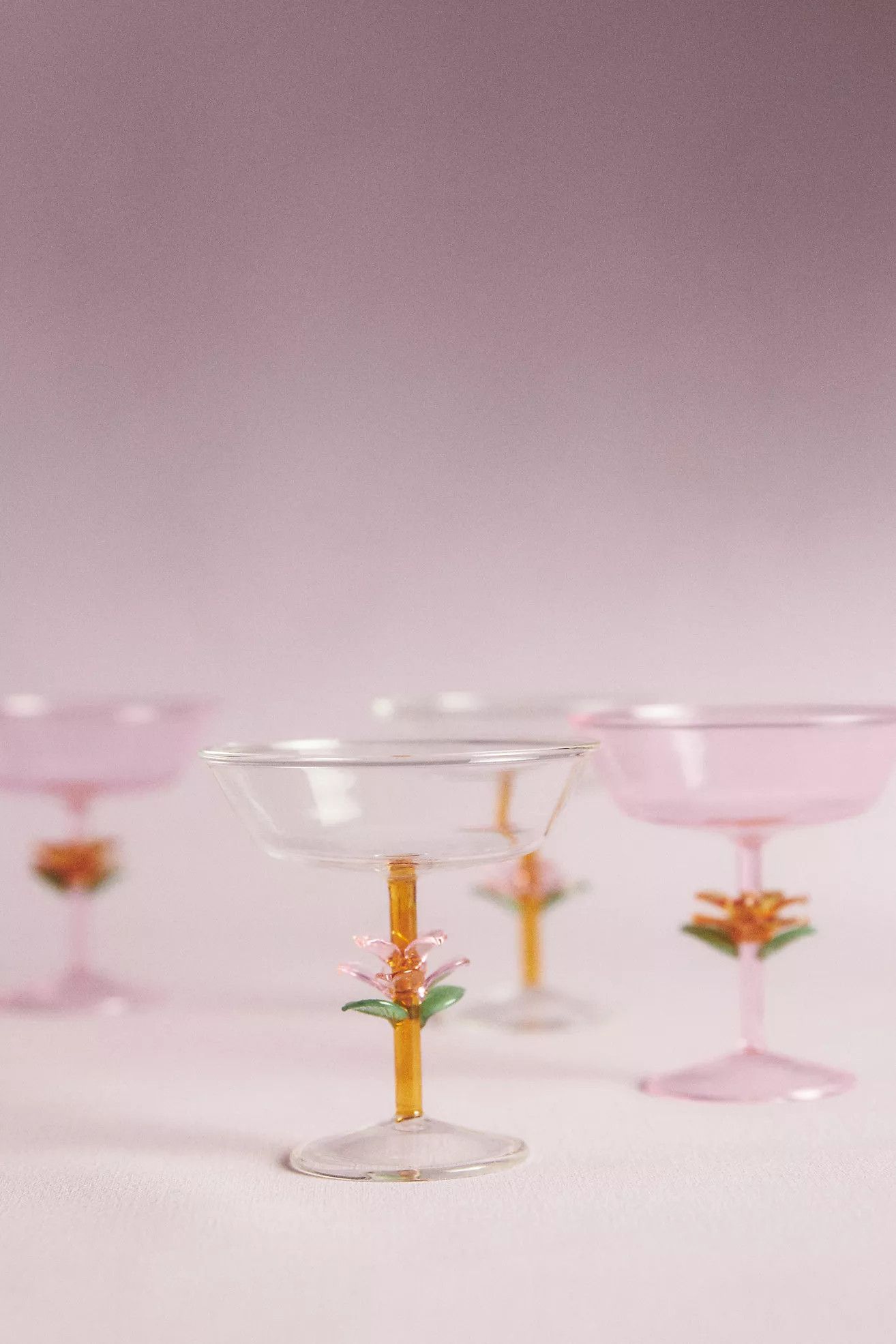 Pernille Rosenkilde Flower Coupe Glasses, Set of 4 | Anthropologie (US)