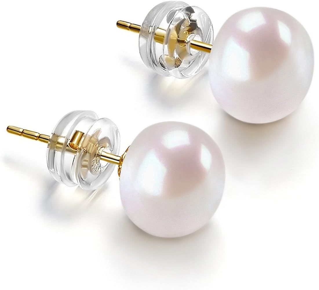 PAVOI 14K Gold AAA+ Handpicked White Freshwater Cultured Pearl Earrings Studs | Amazon (US)