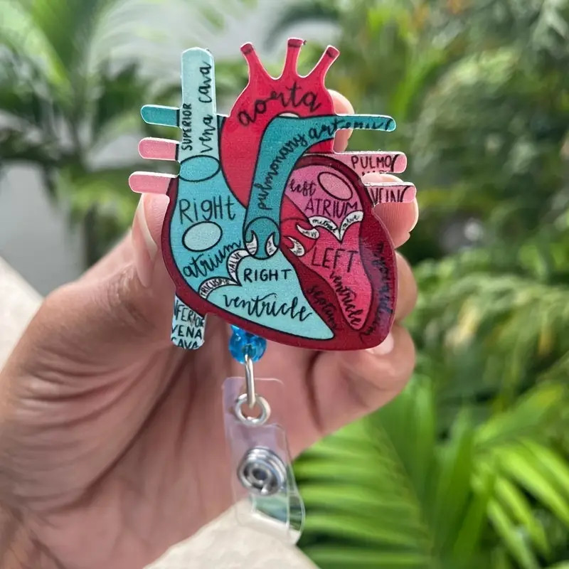 Anatomical Heart Diagram Retractable Badge Reel With Faux - Temu | Temu Affiliate Program