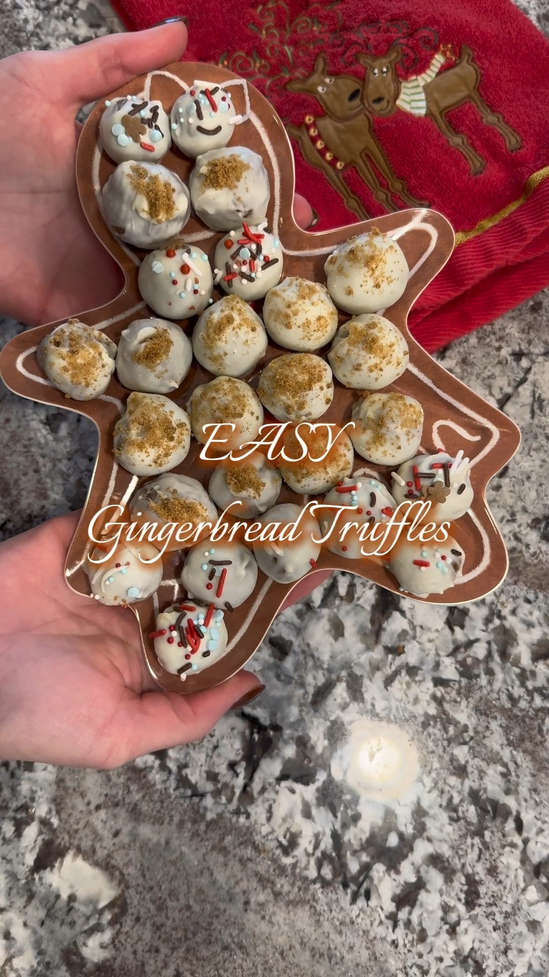 No Bake - 3 Ingredient Gingerbread Truffles! 🟤🤎

Crush up some gingerbread cookies, mix with 1/2 a block of cream cheese and dip in some melted white chocolate! (Full recipe on socials) 

Food processor, Christmas dessert, Christmas truffles, Christmas sprinkles, holiday sprinkles, gingerbread sprinkles, gingerbread theme, cookie tray, easy recipe, easy dessert, no bake dessert, kitchen gifts, gifts for her, gifts for wife, gift for host 

#LTKHoliday #LTKHome #LTKGiftGuide