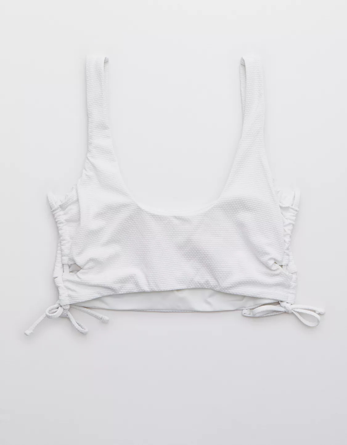 Aerie Pique Lace Up Longline Scoop Bikini Top | American Eagle Outfitters (US & CA)