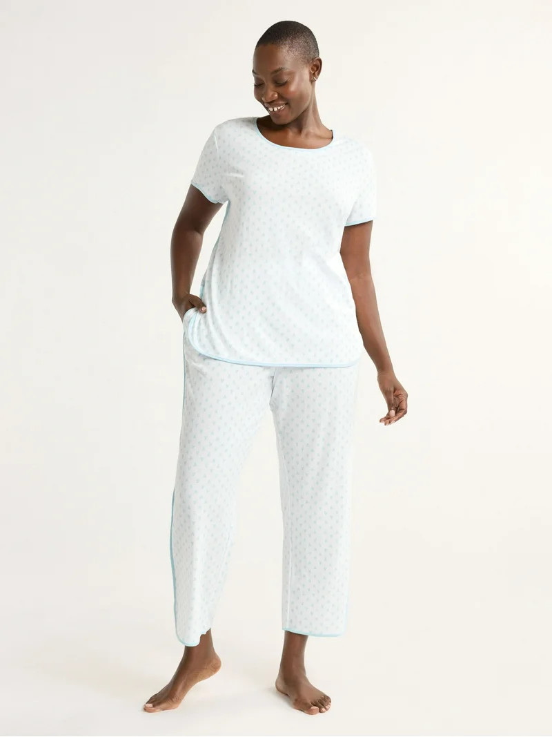 Joyspun Women's and Women’s Plus Lightweight Sleep Tee and Pants Set, 2-Piece, Sizes XS to 3X | Walmart (US)
