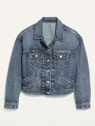Cropped Medium-Wash Jean Jacket for Women | Old Navy (US)
