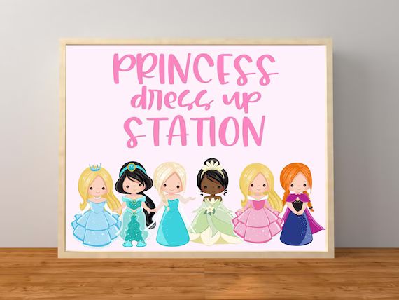Princess Party, Princess Party Sign, Princess Dress Up Station, Princess Birthday Party, Princess... | Etsy (US)