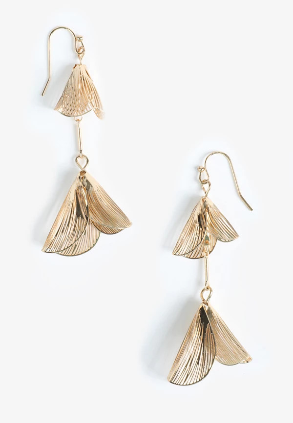 Gold Dimensional Petal Drop Earrings | Maurices