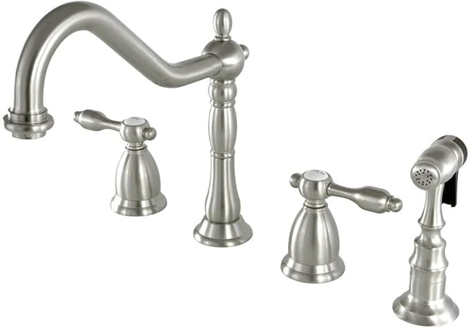 Kingston Brass KS1798TALBS Tudor Widespread Kitchen Faucet With Brass Sprayer, Brushed Nickel, 8-... | Amazon (US)