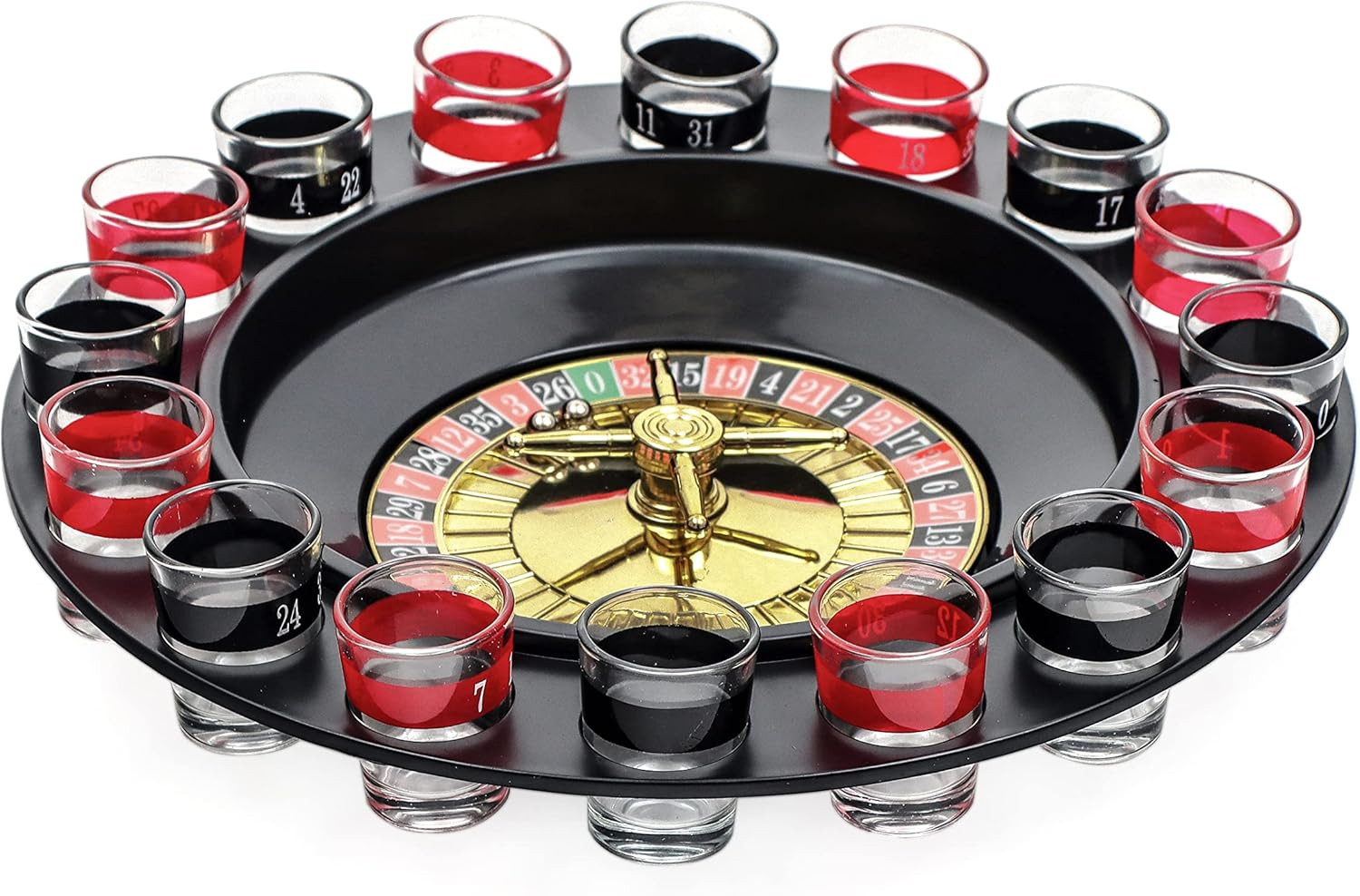 EZ DRINKER 16pc Shot Roulette Game Set - Shot Spinning Drinking Game | Amazon (US)