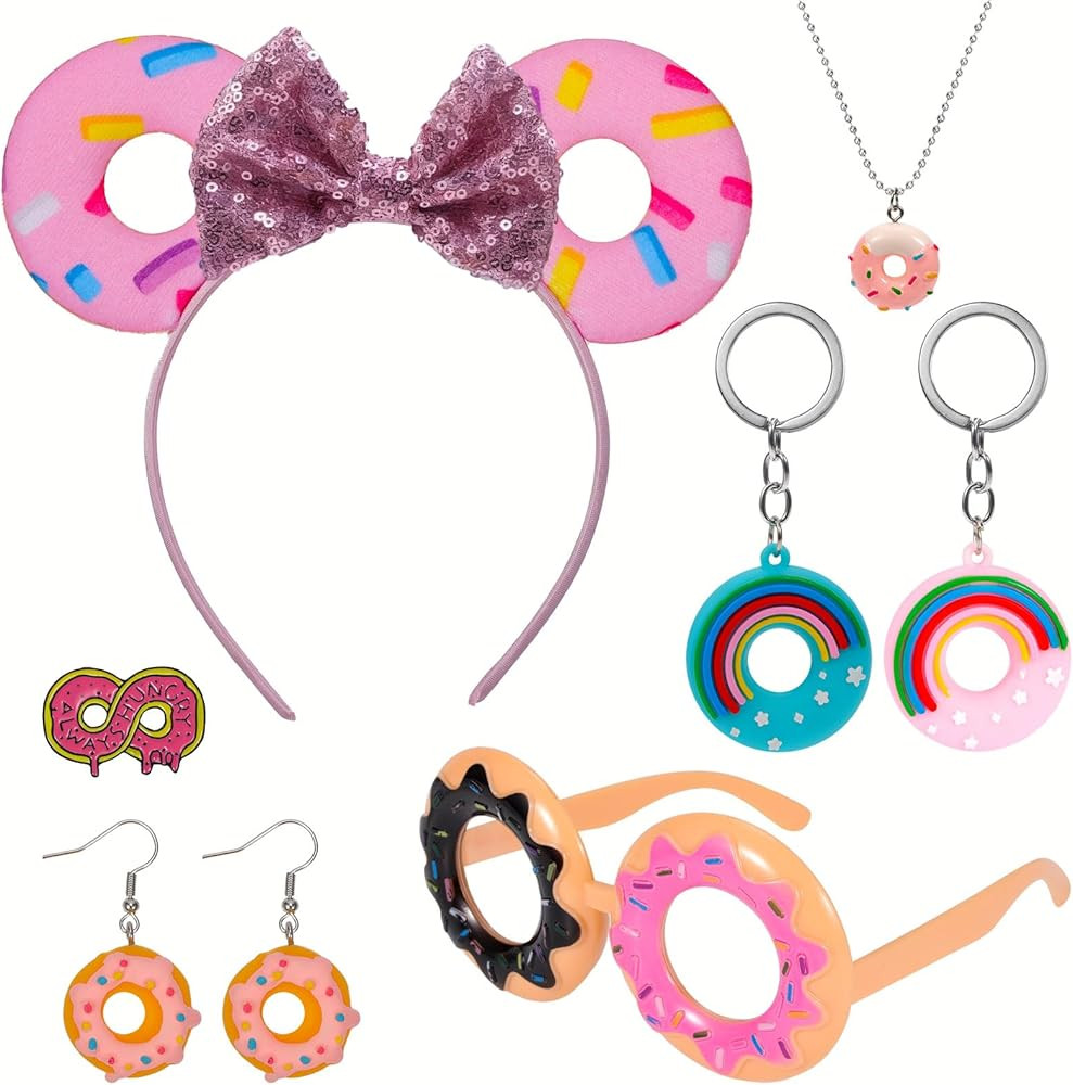 PHOGARY 7PCS Donut Costume Accessories Set, Donut Dress Up Supplies with Donut Headband Donut Ear... | Amazon (US)