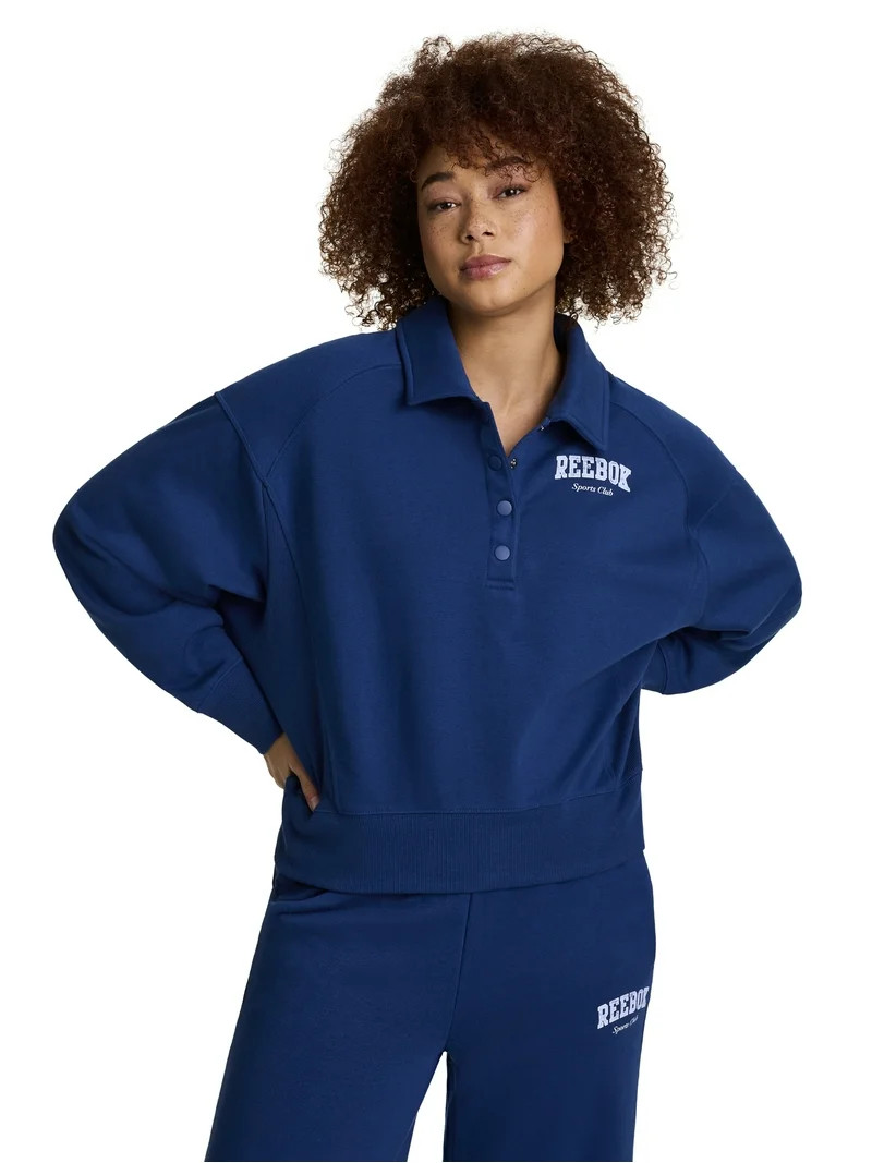 Reebok Women's All Seasons Oversize Polo Sweatshirt, Sizes XS–4X | Walmart (US)