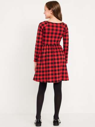 Long-Sleeve Printed Fit and Flare Dress for Girls | Old Navy (CA)