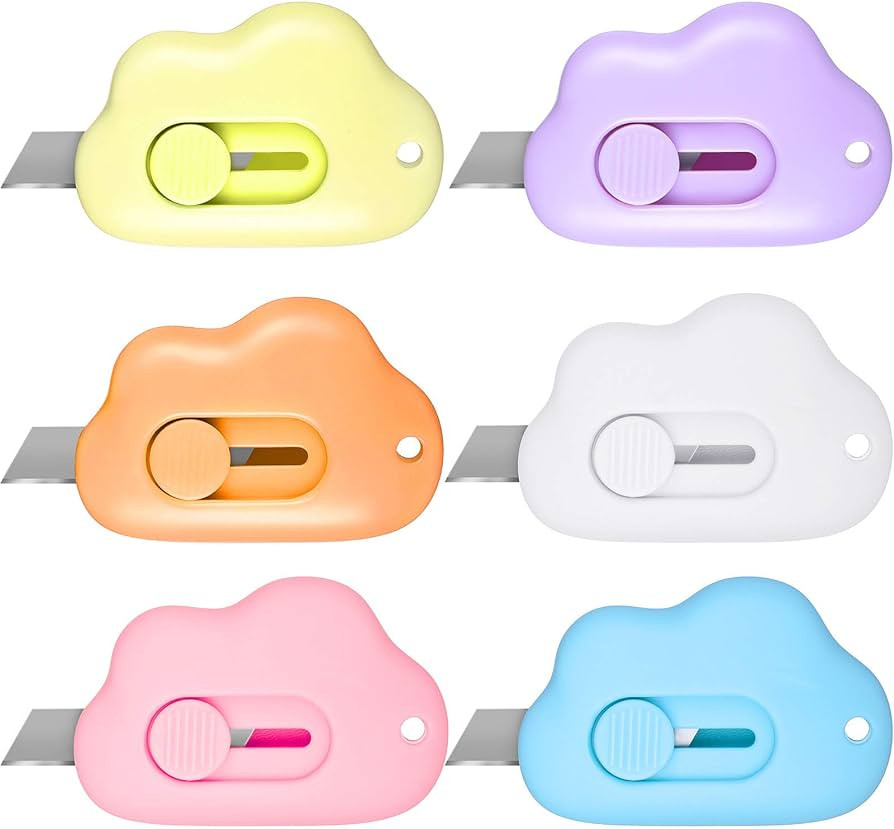 6 Pieces Mini Utility Knives Cloud Shaped Box Cutter Retractable Letter Opener Assorted Colors Cloud | Amazon (US)