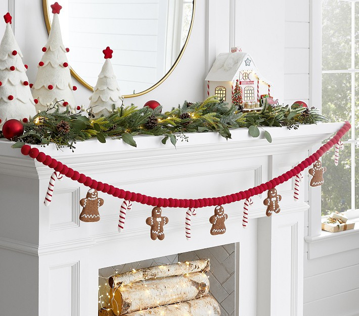 Felted Gingerbread Men Tree Garland | Pottery Barn Kids