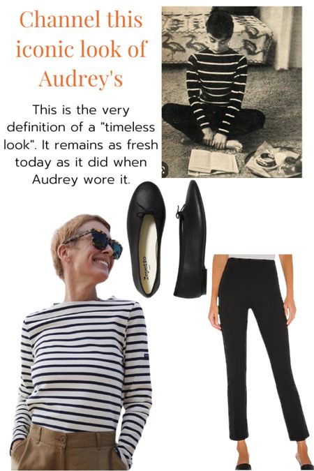 Looking for an elegant, chic & timeless look? Here’s an outfit idea inspired by Audrey Hepburn! #balletflats #flats #blackpants #bretonstripe #audreyhepburn 

#LTKSeasonal #LTKstyletip #LTKunder100