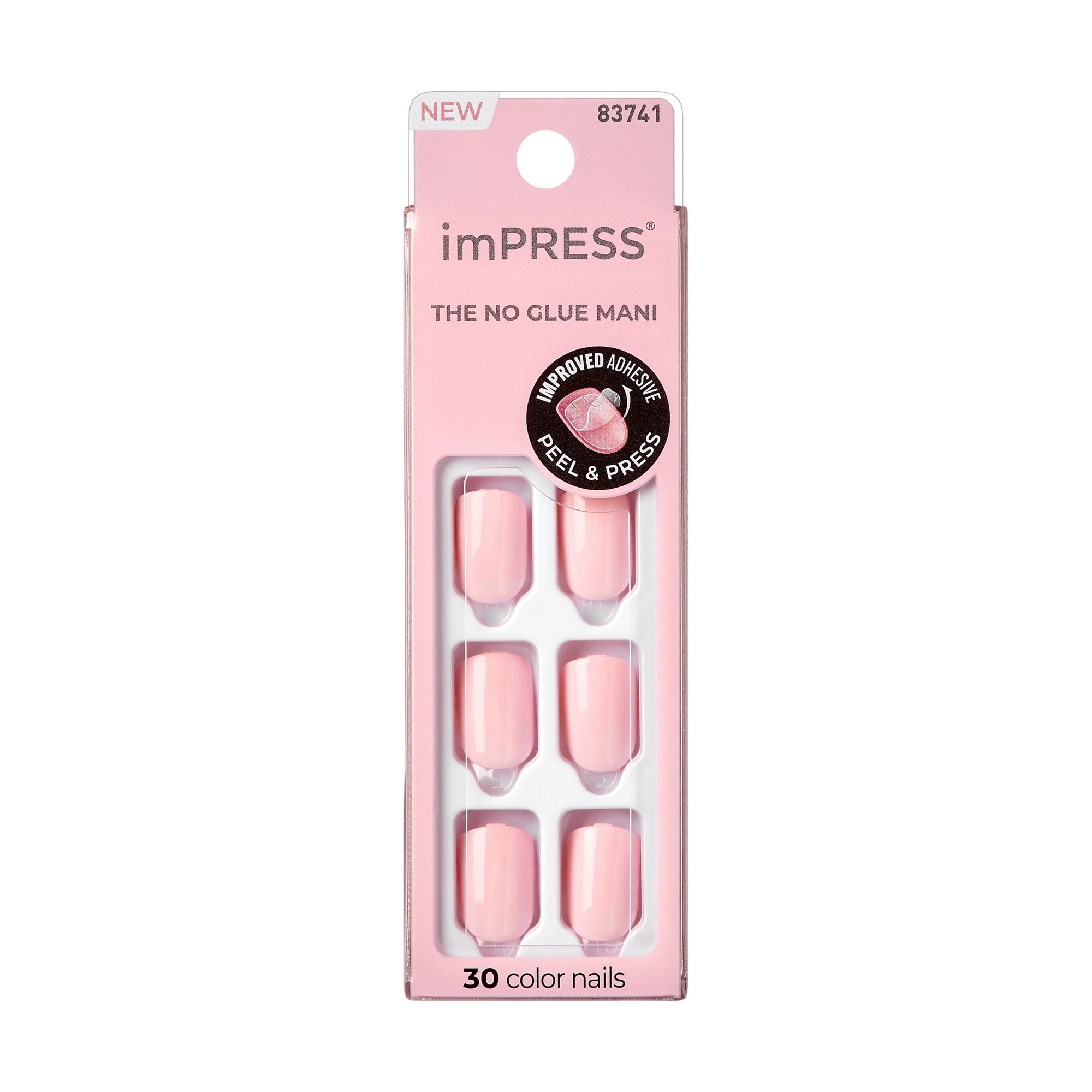 KISS imPRESS Color  Press on Nails, Pick me Pink, Pink, Short Squoval, 30 Count | Walmart (US)