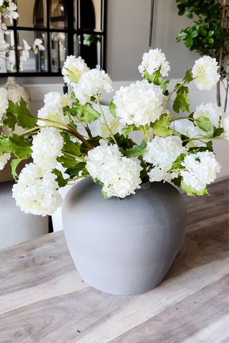 Snowball Viburnum bushes are one of my faves!  They bloom in nature late spring/early summer here.  I love the delicate petals and like to use them in early spring-summer arrangements.  These stems from Afloral are incredibly realistic!  I used 4 stems in this vase. Use the code:  AFLORAL for 10% off any order. (Excludes premades & potted plants)

#LTKSeasonal #LTKsalealert #LTKhome
