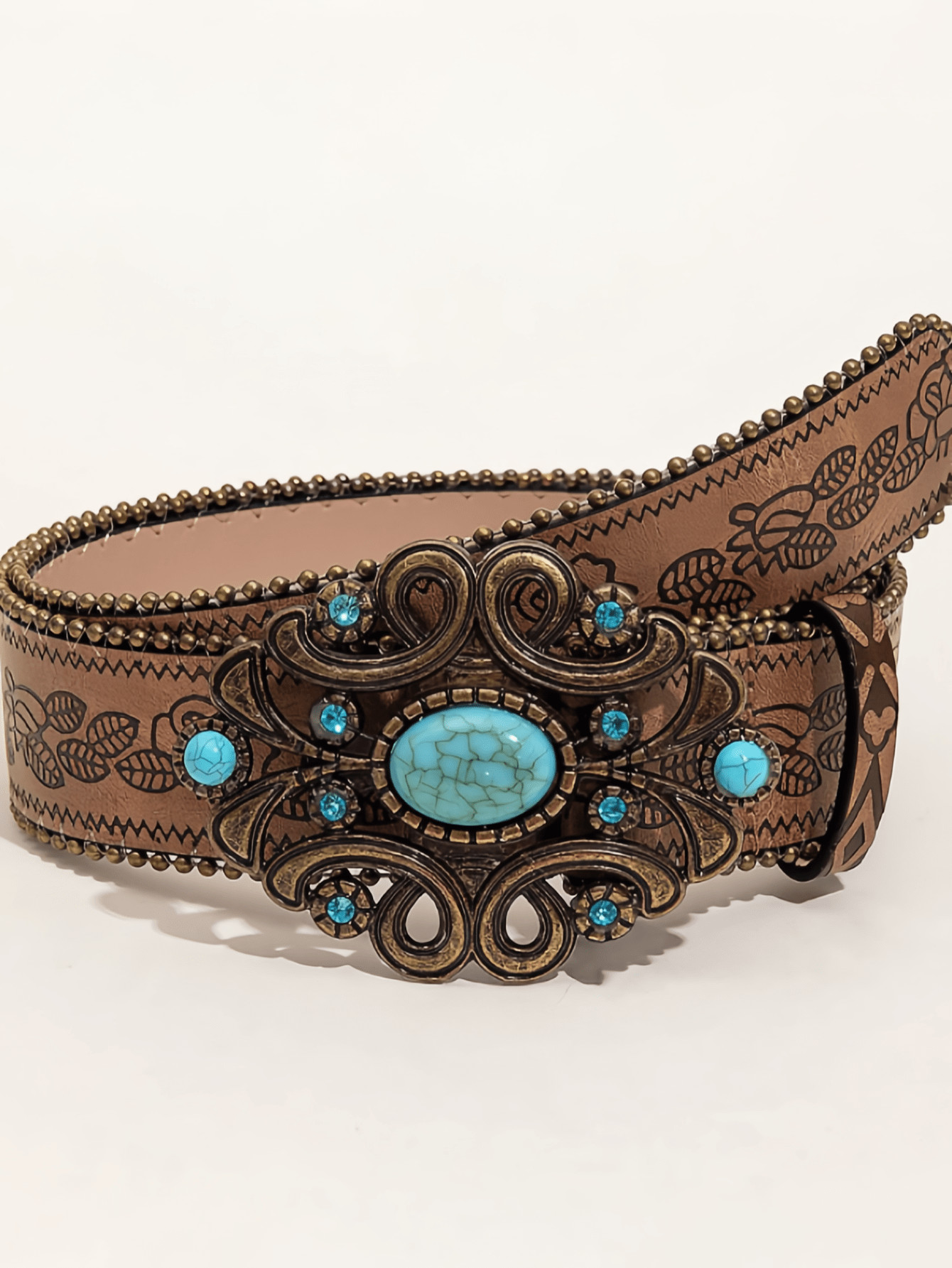 1pc Bohemian Style Floral Print Gold Edge Vintage Waist Belt, Suitable For All Seasons, Matching ... | SHEIN