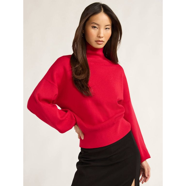 Scoop Women’s Boxy Turtleneck Sweater, Midweight, Sizes XS-XXL | Walmart (US)