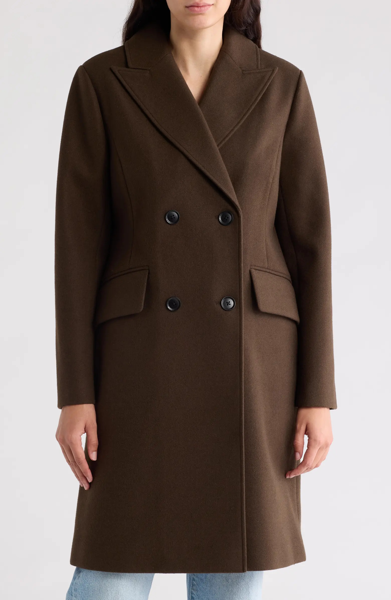 Peak Lapel Double Breasted Coat | Nordstrom Rack