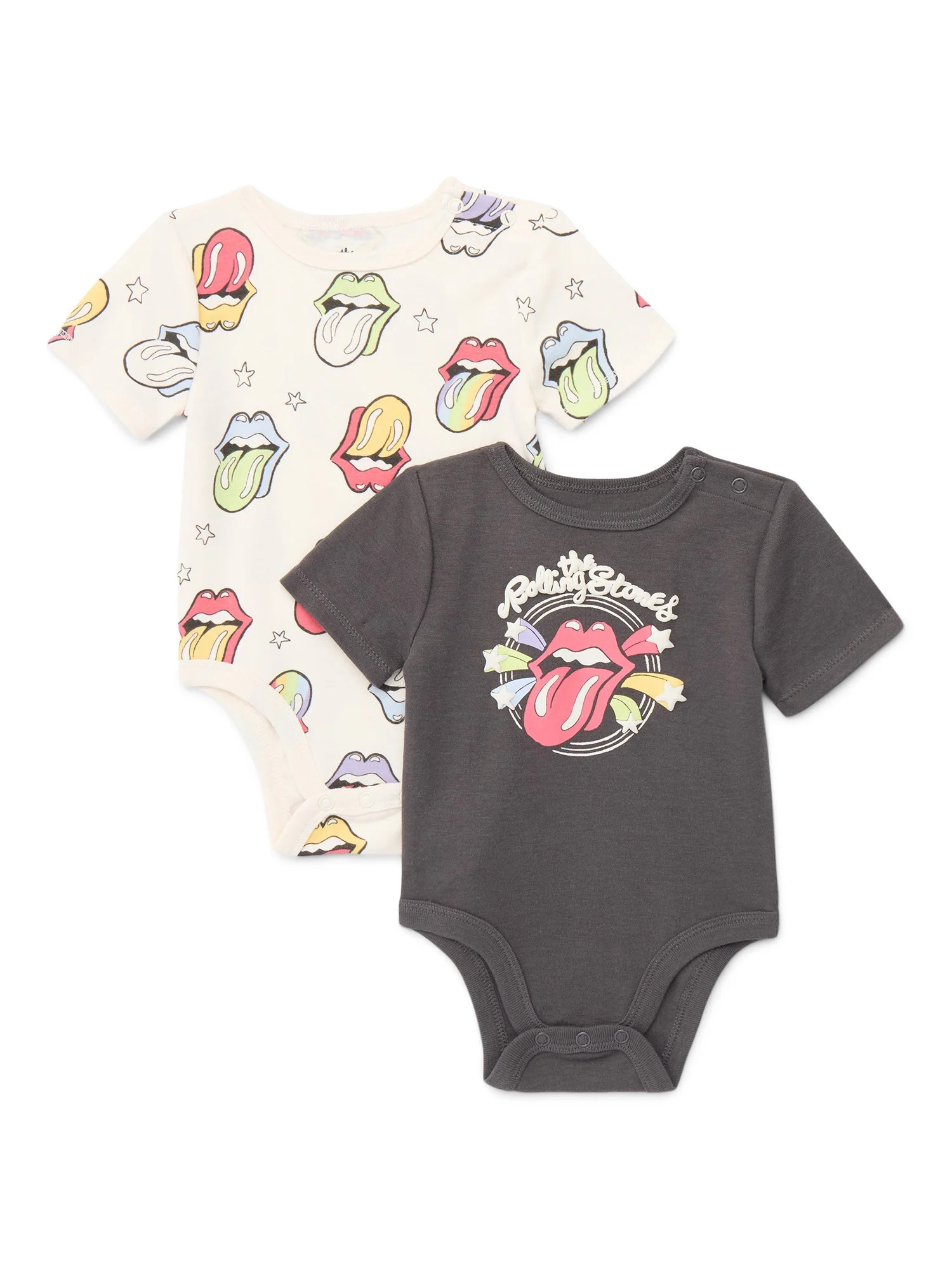Rolling Stones Baby Boys or Girls Print Bodysuit, 2-Pack, Sizes 0/3M-24M | Walmart (US)