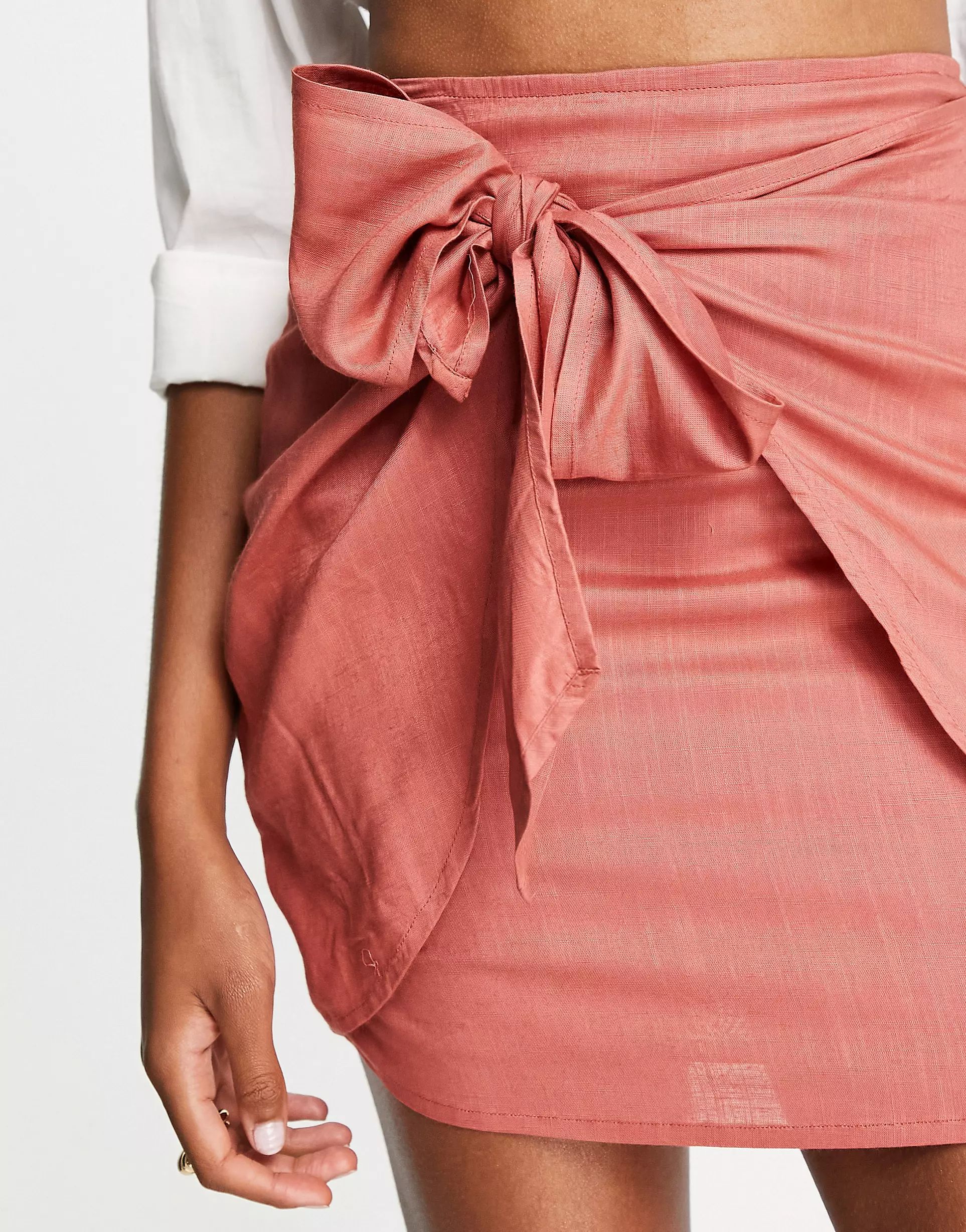 ASOS DESIGN Tall knot wrap mini skirt in rust | ASOS | ASOS (Global)