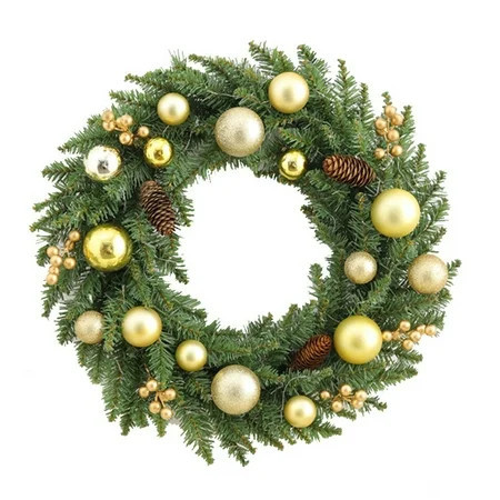 Christmas Wreath with LED Lights Pine Cone Design Vibrant Color Realistic Front Door Garland Hanging Ornament | Walmart (US)
