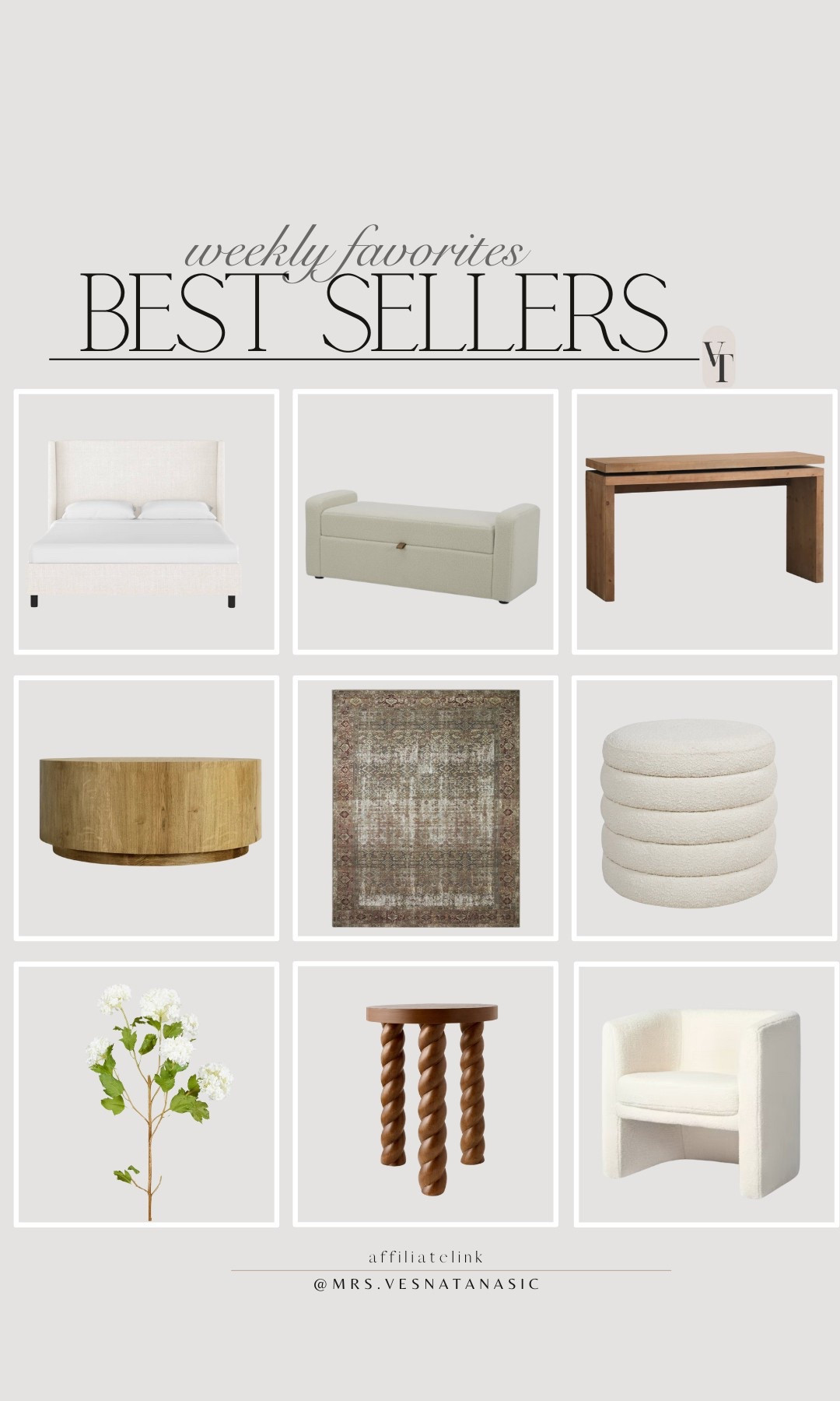 This week’s best sellers in home include our Wayfair upholstered king size bed, bedroom rug, console table that looks designer, new coffee table, ottomans, side table, favorite Studio McGee chairs, Walmart bench, and new side table. 


@wayfair @target @walmart @amazon #amazon #summer #home #consoletable #coffeetable #bench #Walmart #StudioMcGee #ottoman #rug #bedroom #consoletable #hydrangea #springhome #summerhome #flowers #sidetable #walmart #target #targetstyle 

#LTKSeasonal #LTKSaleAlert #LTKHome