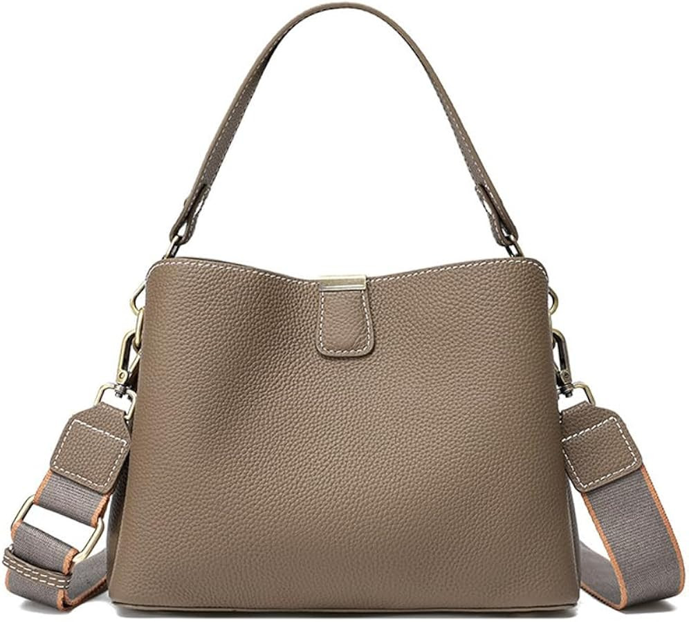 Small Women Soft Genuine Leather Shoulder Bag Crossbody Purses for Lady Bucket Handbag | Amazon (US)