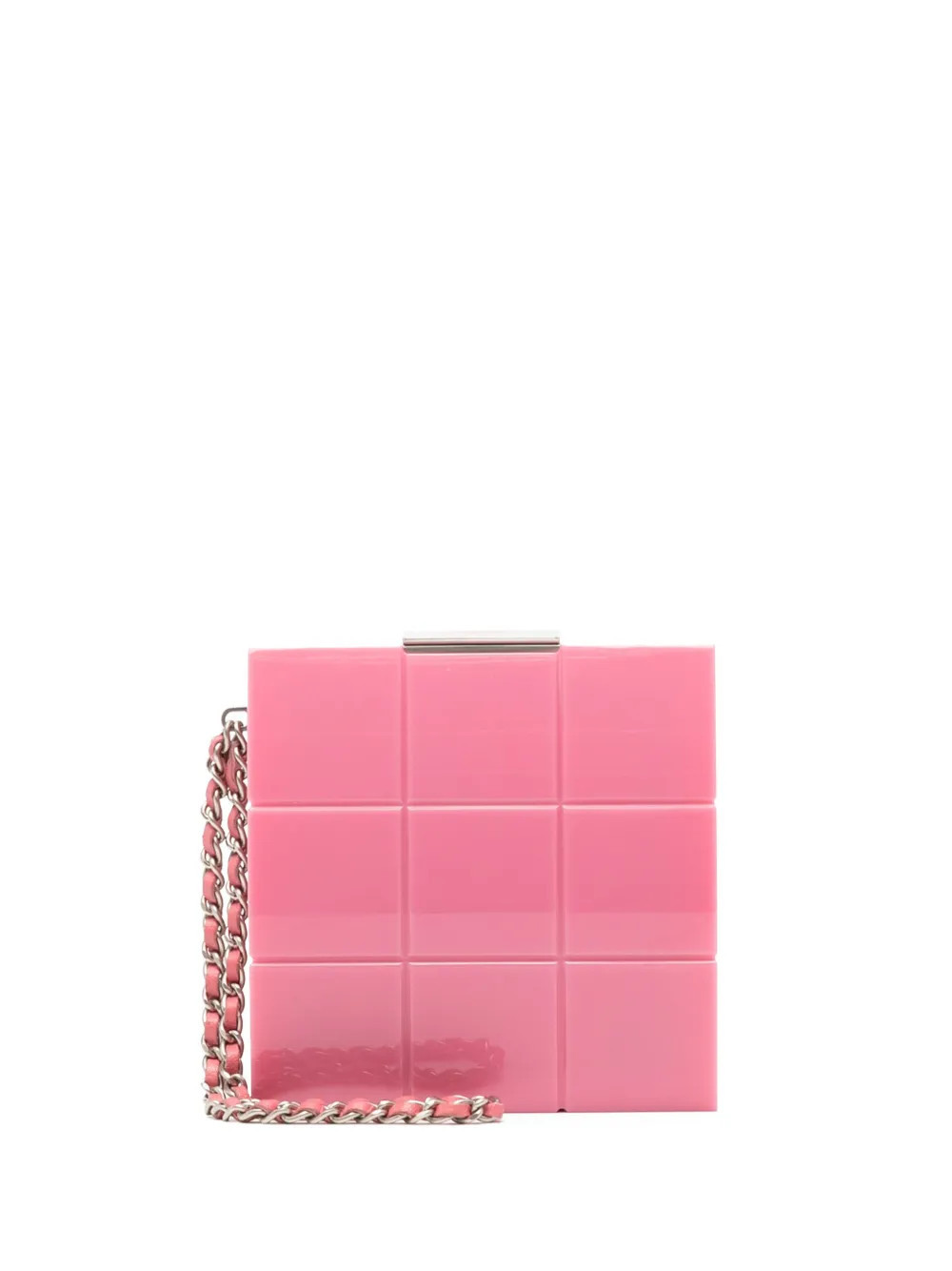 CHANEL Pre-Owned Choco Bar clutch bag - Pink | Farfetch Global