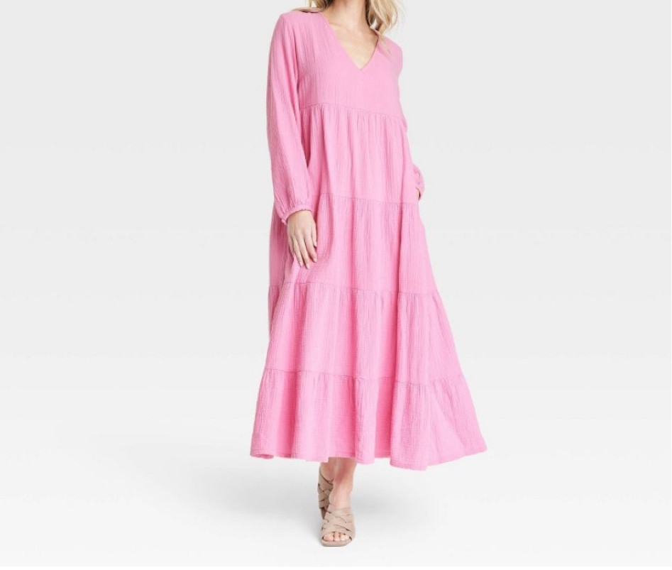 Long sleeve linen maxi dress lightweight dress perfect for spring! Easter dress! Resort wear! Vacation dress!