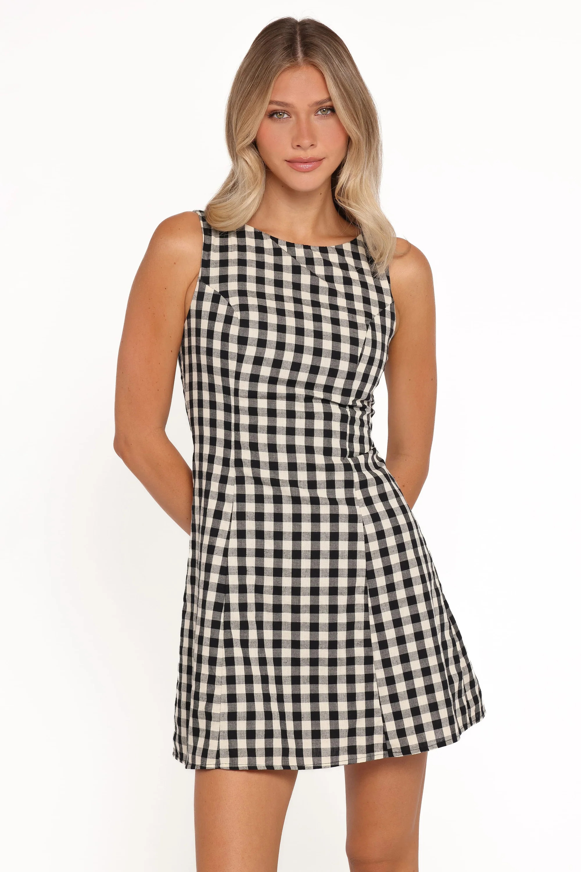 Circe Mini Dress - Black Gingham | Petal & Pup (US)