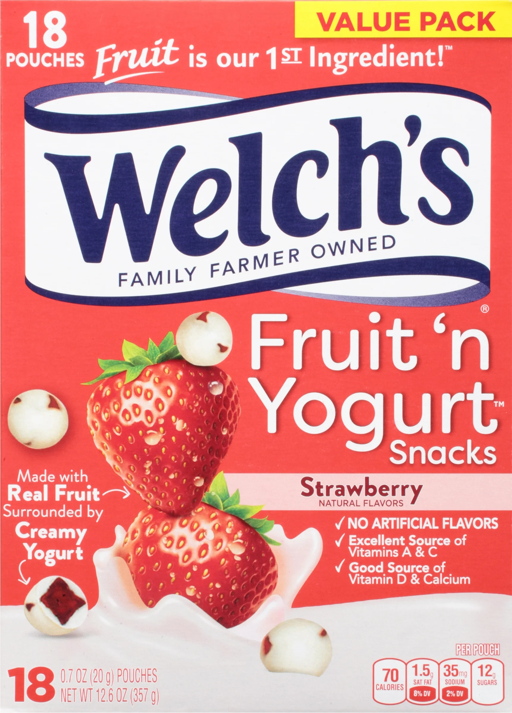 Welch's Strawberry Fruit 'n Yogurt Fruit Snacks 0.7oz Pouch - 18ct Box | Walmart (US)